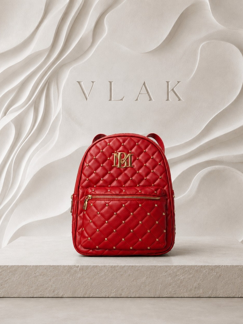 Badgley Mischka Rockstar Red Gold Stud Backpack